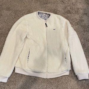 Vineyard Vines Girls’ Stillwater Sherpa Fleece Full- Zip Bomber Reversible